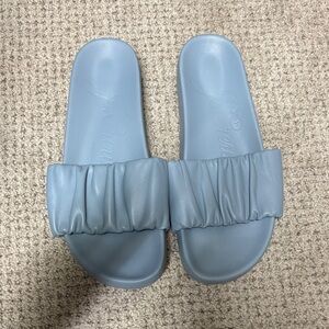 New! J.Crew Light Blue leather Slide Sandals